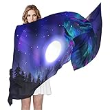 COOSUN Arco iris del lobo Ligera bufanda de seda larga de la bufanda del abrigo del mantón de...