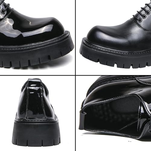 Men's Leather Chunky Platform Derby Shoes Round Toe Lace up Lug Sole Oxford Shoes Comfort Breathable Non Slip Dress Shoes3