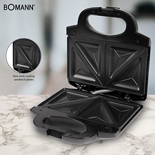 Foto von Bomann ST 1372 CB Sandwichmaker, elektrischer Sandwichtoaster, Sandwich-Maker mit dreieckigen Sandwichplatten (antihaftbeschichtet), automatischer Temperaturregler, schwarz/edelstahl-Optik, Sonstige