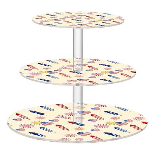 Nander 3 Tier Cupcake Stand,Independence Day Large Cupcake Tower Display, Round Cupcake Holder, Acrylic Dessert Stand, Pastry Display Tree for Party, Wedding, Baby Shower