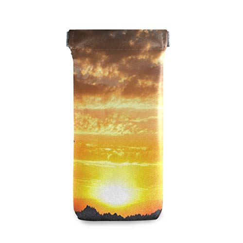Preisvergleich Produktbild XiangHeFu Multiuse Sonnenuntergang Kunst Dschungel Baum Vögel Löwe Schutzbrillen Tasche Sonnenbrille Fall Reise Tragbare Brillen Beutel Halter