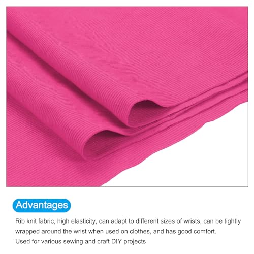 Image of MECCANIXITY 47 inch Elastic Cuffs Ribbed Trims Cotton Fabric Knit Rib Stretch Tape Cuff Sleeve Waistband for Sewing, 20 inch Wide Rose Red