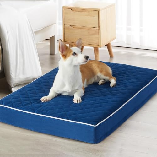 Image of WNPETHOME Orthopedic Dog Beds for Large Dogs, Extra Large Waterproof Dog Bed with Removable Washable Cover & Anti-Slip Bottom, Egg Crate Foam Pet Bed Mat
