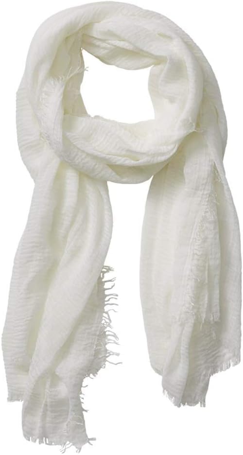 Cotton Blend Crinkle Vintage Soft Scarf with Fringed Edges,linen scarf,shawl,travel