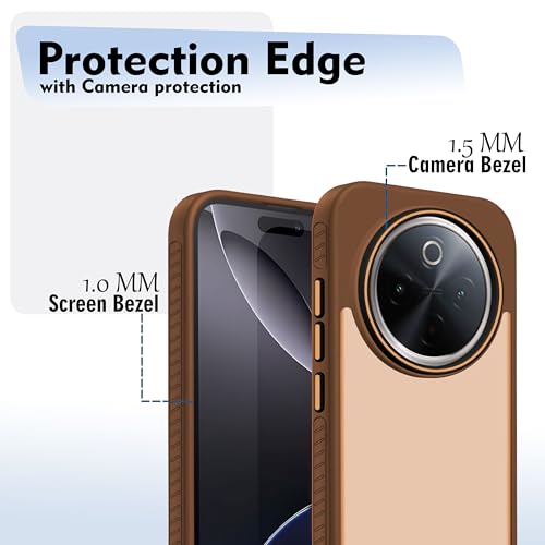 Image of V-TAN Back Cover for IQOO Z10 Compatible Case, Matte Finish Transparent Case, TPU, Camera Protective Shockproof Cover (Brown)