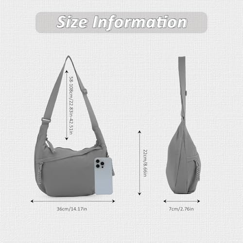 Fecialy Crescent Hobo Crossbody Bag - Multi-Pocket Sling Moon Slouchy Dumpling Bag for Women & Men3