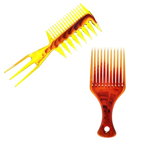 Peine plástico de dientes anchos para cabello, pack 2