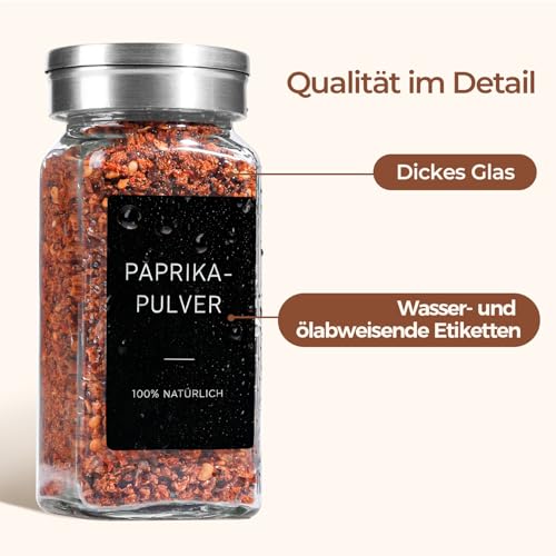 ComSaf Szklane słoiczki na przyprawy 120 ml, zestaw 24 szt. do kuchni