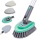 3 in 1 Fliesen Badewannen Duschschrubber,Reinigungsbürste mit 147cm langem Griff,Detachable Stiff Bristle Scrub Brush - 3 Scheuerschwämme, 2 Bürstenköpfe für Badezimmer,Küche,Wand,Badewanne