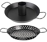 Natura Balance Jamie Oliver 2tlg Grill Pfannen Set Hähnchenbräter Gemüsepfanne Hähnchenhalter Lochpfanne Bier Hähnchengriller Grill BBQ Grillrost Grillschale Grillpfanne