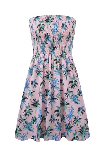Image of Zyyfly Summer Strapless Dress for Women Tube Top Sundress Casual Beach Cover Ups
