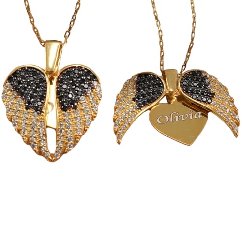 Personalized Angel Wings Name Necklace for Her, Custom Romantic Jewelry Gift for Girlfriend or Wife, Elegant Wing Pendant with Name, Unique Love Keepsake for Anniversary or Valentine’s Day