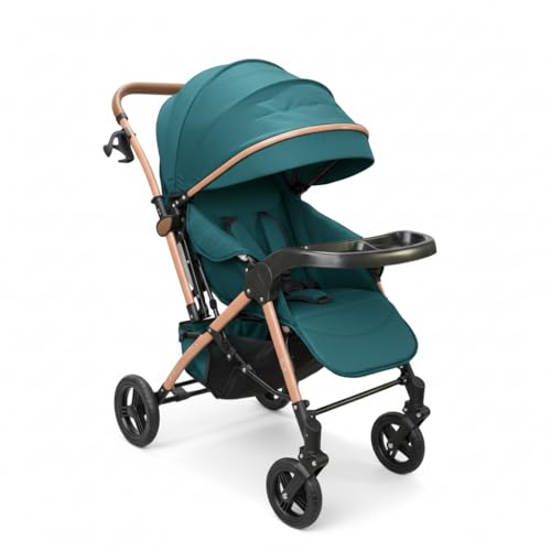 Image of Safe-O-Kid Breez Baby Rubber Wheel Stroller /Pram with 1 Year Warranty (Model - 2024) for New Born /Toddler /Kid for 0 to 3 Years Travel Friendly, 5 Point Safety Harness - Green