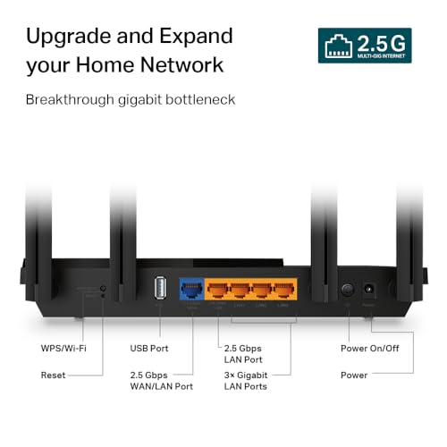 TP-Link AX3000 WiFi 6 Router (Archer AX55 Pro) - Multi Gigabit Wireless Internet, 2 x 2.5 Gbps Ports, Dual Band, VPN Router, OFDMA, MU-MIMO, USB 3.0 Port, WPA3, Compatible with Alexa