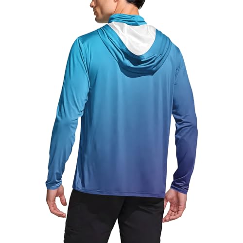 Mens Sun Shirt with Hood and Mask UPF 50+ Long Sleeve UV Protection Hiking Outdoor Running Hoodies Rash Guard Fishing 5