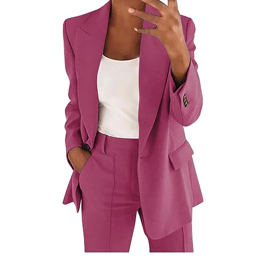 Women 2 Piece Outfits Sets Plus Size Blazer Sets Women Business Outfits Blazer Jackets Straight Leg Pants Suits