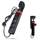 FISHTEC Tischsteckdosenleiste vertikal 3-fach + 2x USB A und 1x USB C - Steckdosenleiste mit Schalter und Unterputz - zum Befestigen waagerecht - Einbauteil verstellbar bis 5 cm