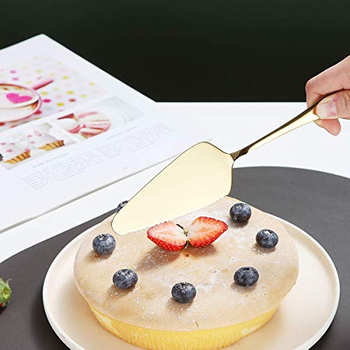 Kyraton Gold Cake Pie Pastry Server Pack Of 4, Wedding Cake Knife And Server Set, Stainless Steel Golden Cake Cutter Wedding Cake Cutting Set, Cake Serving Set #TOP6