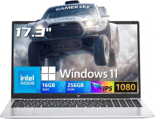 Image of MALLRACE Laptop,17.3-Inch FHD Display Laptop Computer with Quad Core-12th Alder Lake N95(Beats N5095,Up to 3.4GHz), 16GB RAM 256GB ROM Traditional Laptop Computer,6000Mah Battery,Silver