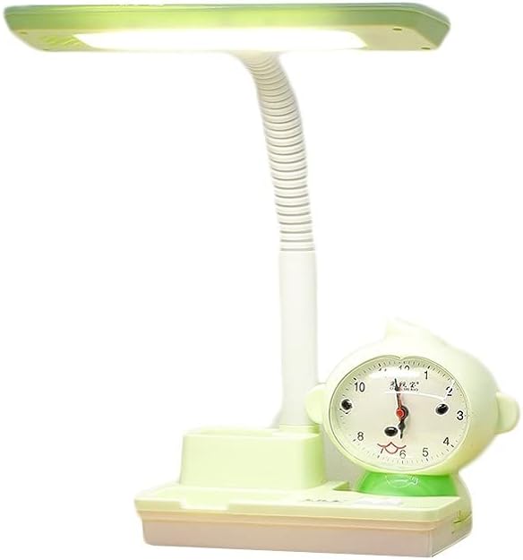 Table Lamps, Cute Alarm Clock Desk Lamp Anti-Myopia Eye Protection Reading Table Lamp Suitable for Home Office Children Learning Home Office Decoration,/Green-B
