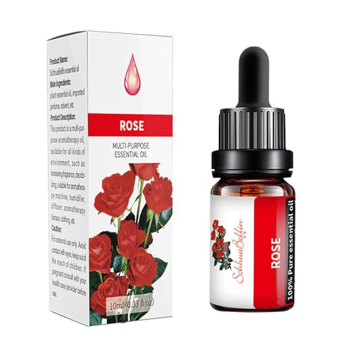 Rose Aceite Esencial 10 ml, Aceite Esencial de Rosa Puro Natural, para Difusor y Humidificador, para Masaje, Bricolaje, Jabón, Hacer Velas, Baño Relajación