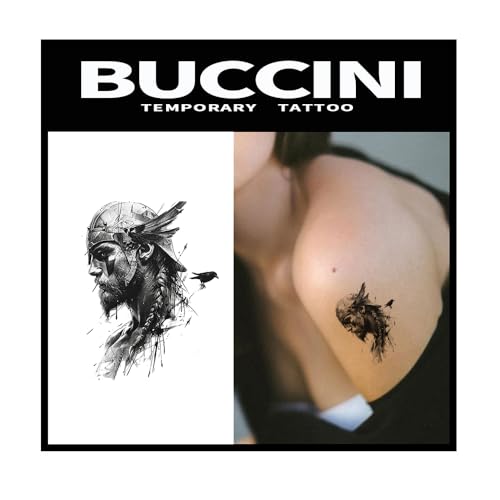 Buccini Courage,Spartan War Design Temporary Tattoos Unique Tattoo Hands Party Favors For Kids Fake Face Tattoos 6 Pcs