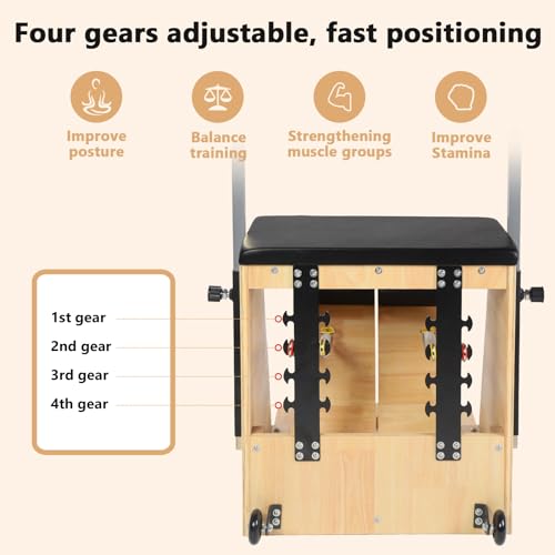 ARKANTOS Pilates Chair, Split-Pedal Stability Combo Chair with Handles, Yoga Fitness Trainer, Pilates Reformer Machine, Pilates Equipment Perfect for Home Use & Gym Workout (Black)