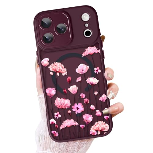 OOK Frosted Magnetic Case for iPhone 18 Pro Max, Burgundy Floral