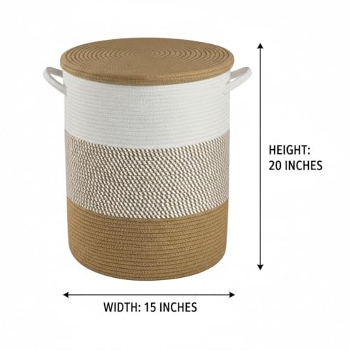 Image of lid Laundry Basket for Clothes, Toy Storage Basket, Storage Basket for Living room, Multi-Purpose, Extra Large Laundry Basket, Dirty Cloth Baskets, 15x20 in inch (LXH) (BG5)