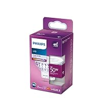 PHILIPS LED Faretto Classe A Ultra Efficiente - 3 Pezzi, 50W, Attacco GU10, Luce Bianca Calda, Risparmio Energetico 90%