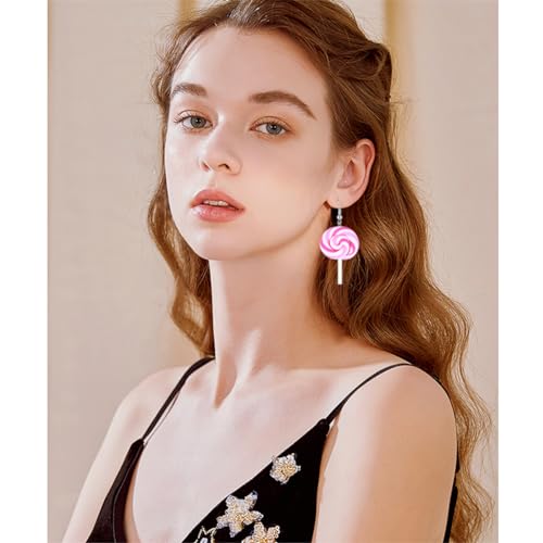 Cute Resin Color Round Lollipop Drop Earring Handmade Candy Color Simulation Food Dangle Earring for Women Jewelry Gifts3