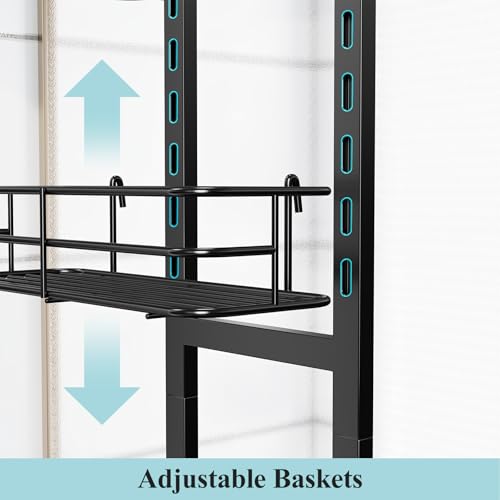 Nieifi Over the Door Shower Caddy,Adjustable 3 Tier Hanging Shower Organizer with,Soap Holder Bathroom Shelves with Hooks, Black