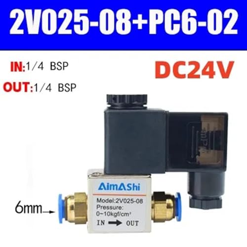 Électrovanne pneumatique DC24V 2 voies 2 positions distributeur air 1/4 - 3