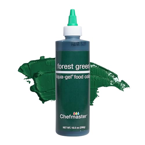 Listado de Colorante Verde del mes. 43 Chefmaster Forest Green Liqua-Gel® - Colorante alimentario | Color vibrante | Tinte de grado profesional para glaseado, glaseado, fondant, hornear y decorar, resistente a la...