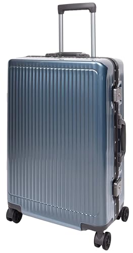 Maleta rígida con cuatro ruedas multidireccionales, marco de metal, cerradura TSA de 3 dígitos DR694, Blue, M, Maleta rígida con marco de metal Maleta rígida con cuatro ruedas multidireccionales, marco de metal, cerradura TSA de 3 dígitos DR694, Blue, M, Maleta rígida con marco de metal