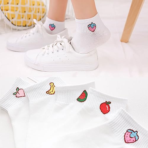 Image of Fruit Embroidered Ankle Socks Cute No Show Socks for Women, Ladies, Girls