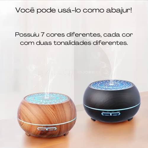 Difusor De Aromas Grande 550ml Umidificador De Ar Ultra Sônico Potente Temporizador ate 6h 7 cores d