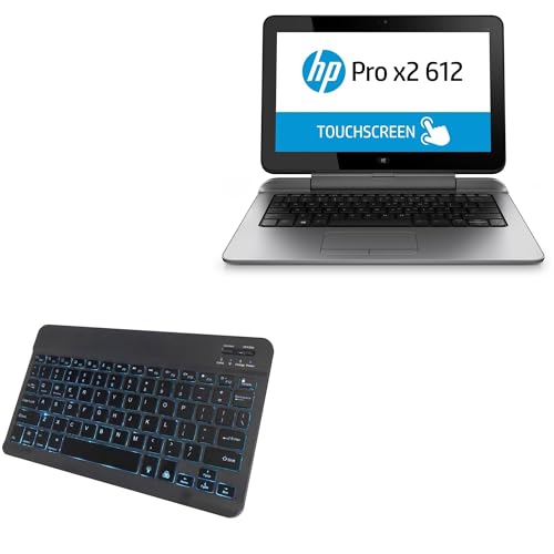 BoxWave Keyboard Compatible with HP Pro x2 612 G2 - SlimKeys Bluetooth Keyboard - with Backlight, Portable Slim LED 7 Colors - Jet Black