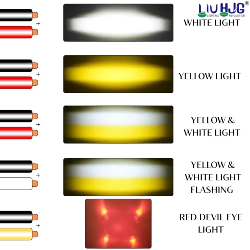 Image of LIU HJG CNC Cut Design New Mini Drive High Brightness Waterproof & Heat Dissipation Cooling Fan 80W 12V DC Power Yellow, White & Red Devil Light Reflection Universal fit For All Bikes & Cars (Pack 2)