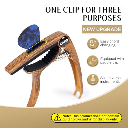 Image of HASTHIP Guitar Capo for Acoustic and Electric Guitar, Alloy Guitar Capo with Silicone Protective Pad for Ukulele, Electric And Acoustic Guitars, Guitar Accessory | Silicone Protective Pad for Ukulele, Guitars, Accessory