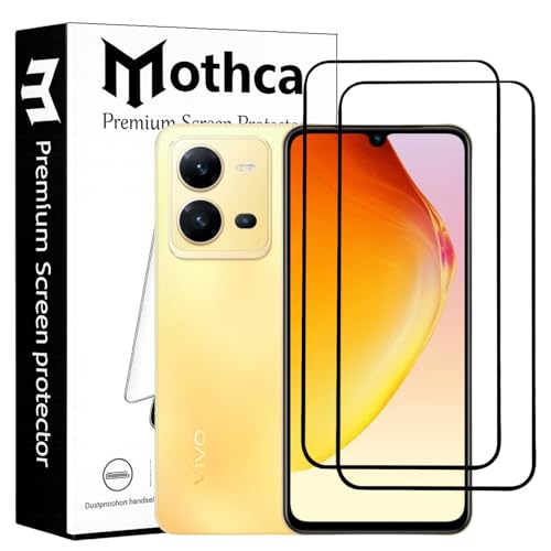 Image of Mothca Military-Grade Tempered Glass Screen Protector Compatible for Vivo V25 with Edge to Edge Coverage - Case Friendly, Anti-Scratch & Bubble-Free Installation Kit (Pack of 2)