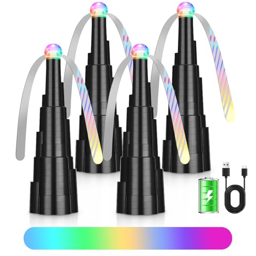 LEOFI Fly Fans for Tables Bug Fans Food Fan Tabletop Fan Rechargeable Soft Holographic Blades for Picnic Party Outdoor&Indoor Dining 4pack