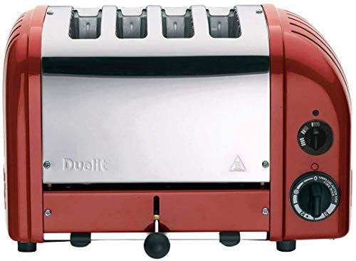 Dualit Tostadora clásica de 4 ranuras con jaula de sándwich, rojo 40591