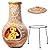 Wiosi Medium Chiminea Outdoor Fireplace Clay Chimineas with Chimney Rain Lids and Solid Metal Stands - Yellow Terracotta Chimenea - Rustic Fire Pit Chimnea 16 x 16 x 32-inch