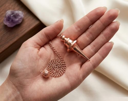 Image of Long Cone Openable Disc Copper Pendulum for Reiki Healing, Dowsing & Chakra Balancing - Divination & Meditation Tool for Energy Cleansing
