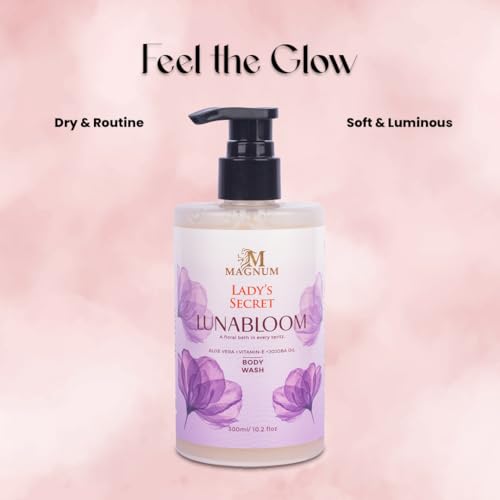Image of Lady's Secret Lunabloom Body Wash 300ml - Hydrating Aloe Vera & Jojoba Oil, Vitamin E, Floral Fragrance of Neroli, Jasmine & Musk, Luxurious Gentle Daily Cleanser, All Skin Type