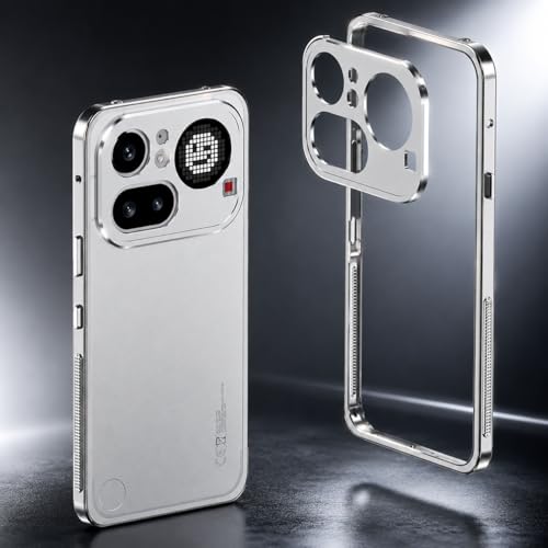 Image of Metal Frame Case for Nothing Phone (4a) Pro with Lens Cover | Aluminum Alloy Shockproof Bumper, Heat Dissipation Design, Anti-Drop Scratch Resistant Slim Gaming Cover - (Silver)