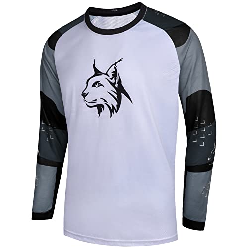Herren-Mountainbike-Trikot, Offroad-Motocross-Trikot, Downhill-Rennrad, schnell trocknend und feuchtigkeitsableitend, Farbe B-Weiß, Mittel Cover