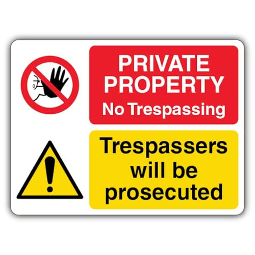Panneau de sécurité no trespassing en vinyle autocollant phosphorescent 600x450mm
