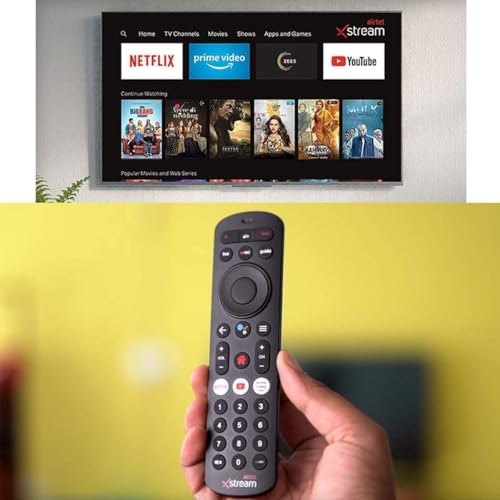 Image of Remote Compatible for Airtel Xstream Set Top Box - Without Voice - with Hotkeys (Netflix, YouTube and Prime Video) (NONVOICE). /